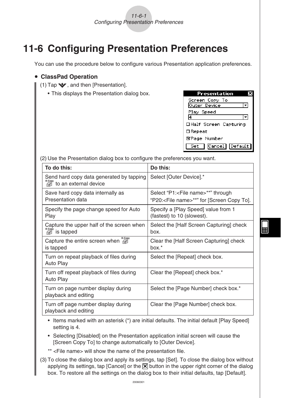 6 configuring presentation preferences, Configuring, Presentation preferences -6-1 | 6 configuring, Presentation preferences | Casio 330 User Manual | Page 635 / 965