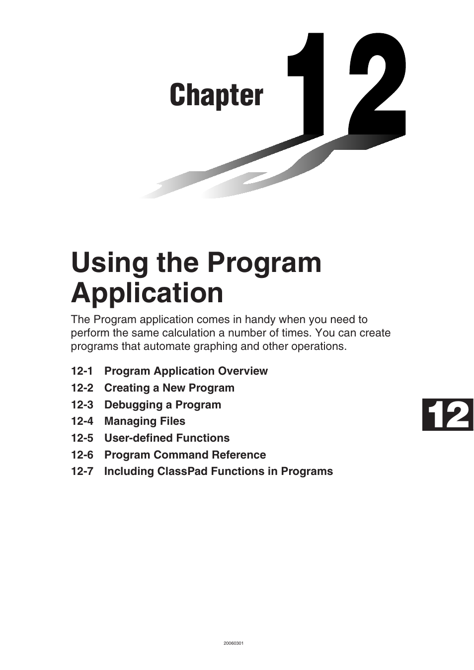 Chapter 12 using the program application, Chapter, Using the program application | Casio 330 User Manual | Page 638 / 965