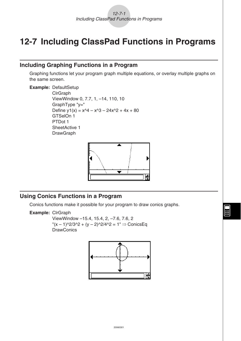 7 including classpad functions in programs, Including, Classpad functions in programs -7-1 | 7 including, Classpad functions in programs | Casio 330 User Manual | Page 712 / 965