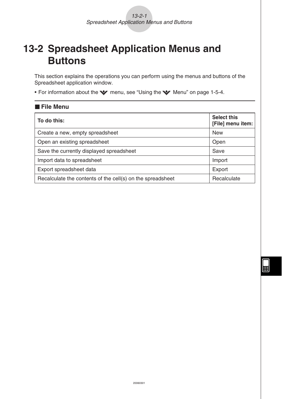 2 spreadsheet application menus and buttons, Spreadsheet application menus and buttons -2-1 | Casio 330 User Manual | Page 719 / 965