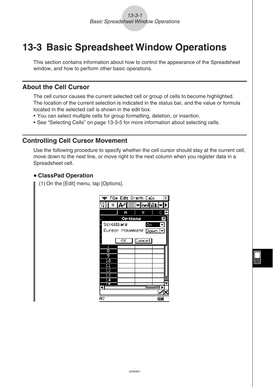 3 basic spreadsheet window operations, Basic spreadsheet window operations -3-1 | Casio 330 User Manual | Page 722 / 965