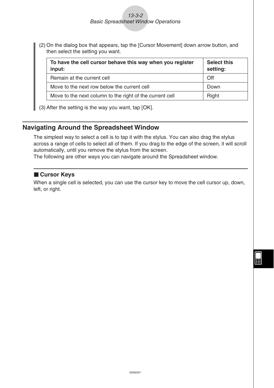 Navigating around the spreadsheet window -3-2, Navigating around the spreadsheet window | Casio 330 User Manual | Page 723 / 965