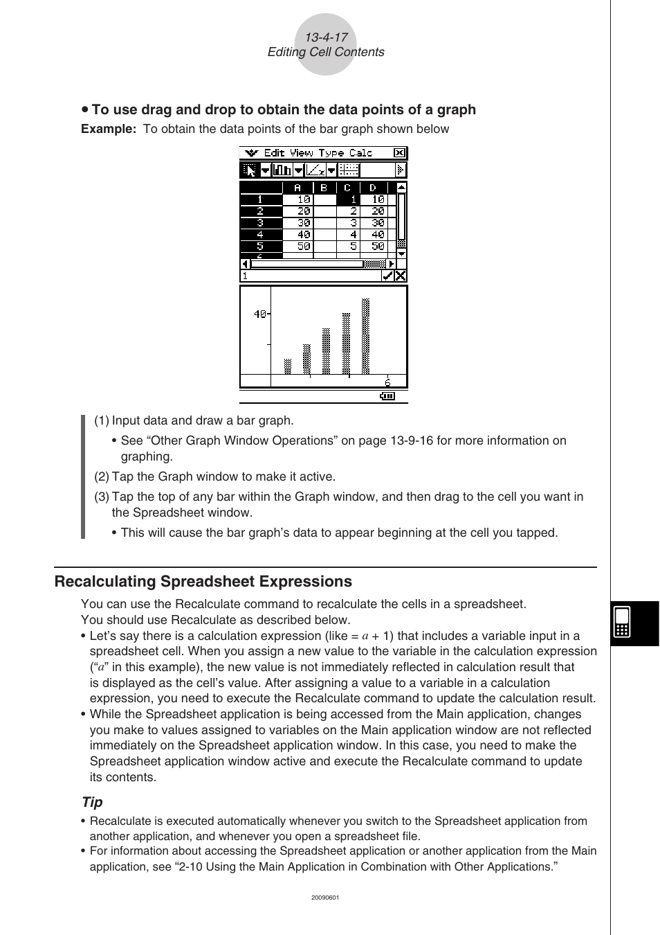 Recalculating spreadsheet expressions -4-17, Recalculating spreadsheet expressions | Casio 330 User Manual | Page 744 / 965