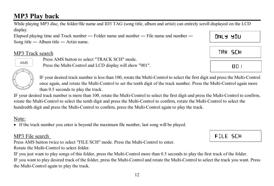 Mp3 play back | Hyundai H-CDM8062 User Manual | Page 12 / 45