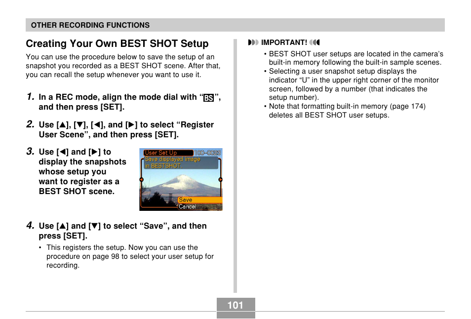 Creating your own best shot setup | Casio EX-Z10 User Manual | Page 101 / 242
