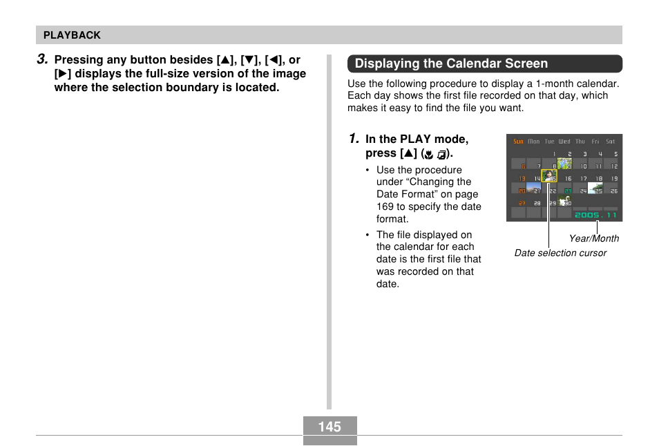 Displaying the calendar screen | Casio EX-Z10 User Manual | Page 145 / 242