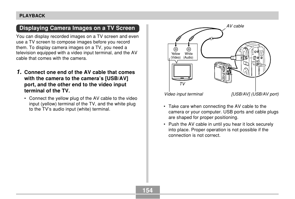 Displaying camera images on a tv screen | Casio EX-Z10 User Manual | Page 154 / 242