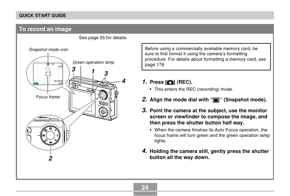 To record an image | Casio EX-Z10 User Manual | Page 24 / 242