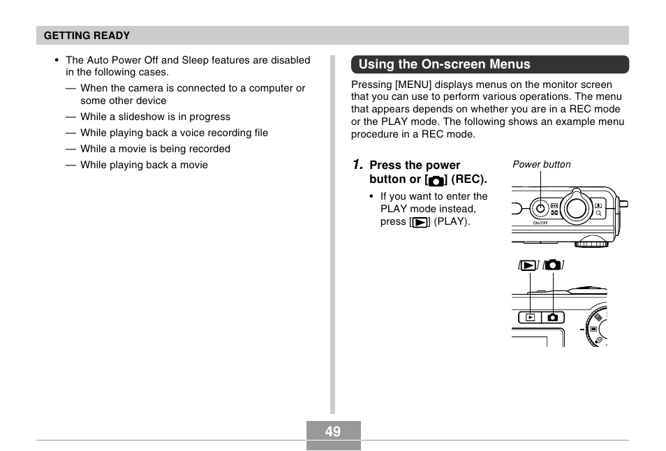 Using the on-screen menus | Casio EX-Z10 User Manual | Page 49 / 242