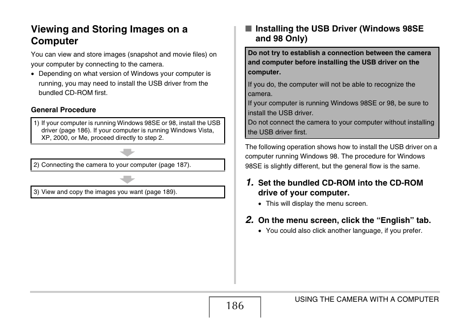 Viewing and storing images on a computer | Casio EX-Z65 User Manual | Page 186 / 233