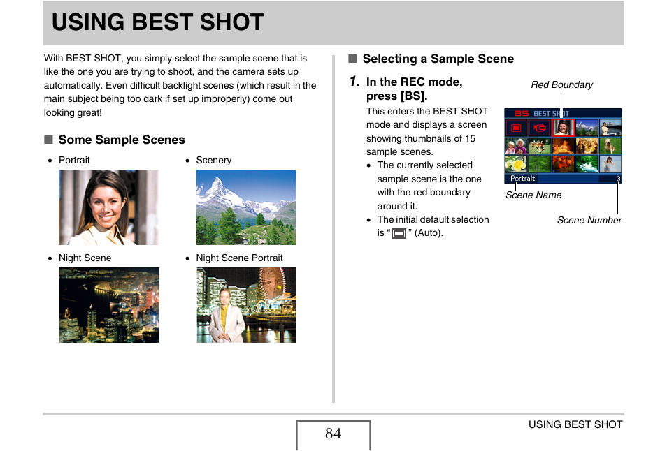 Using best shot | Casio EX-Z65 User Manual | Page 84 / 233