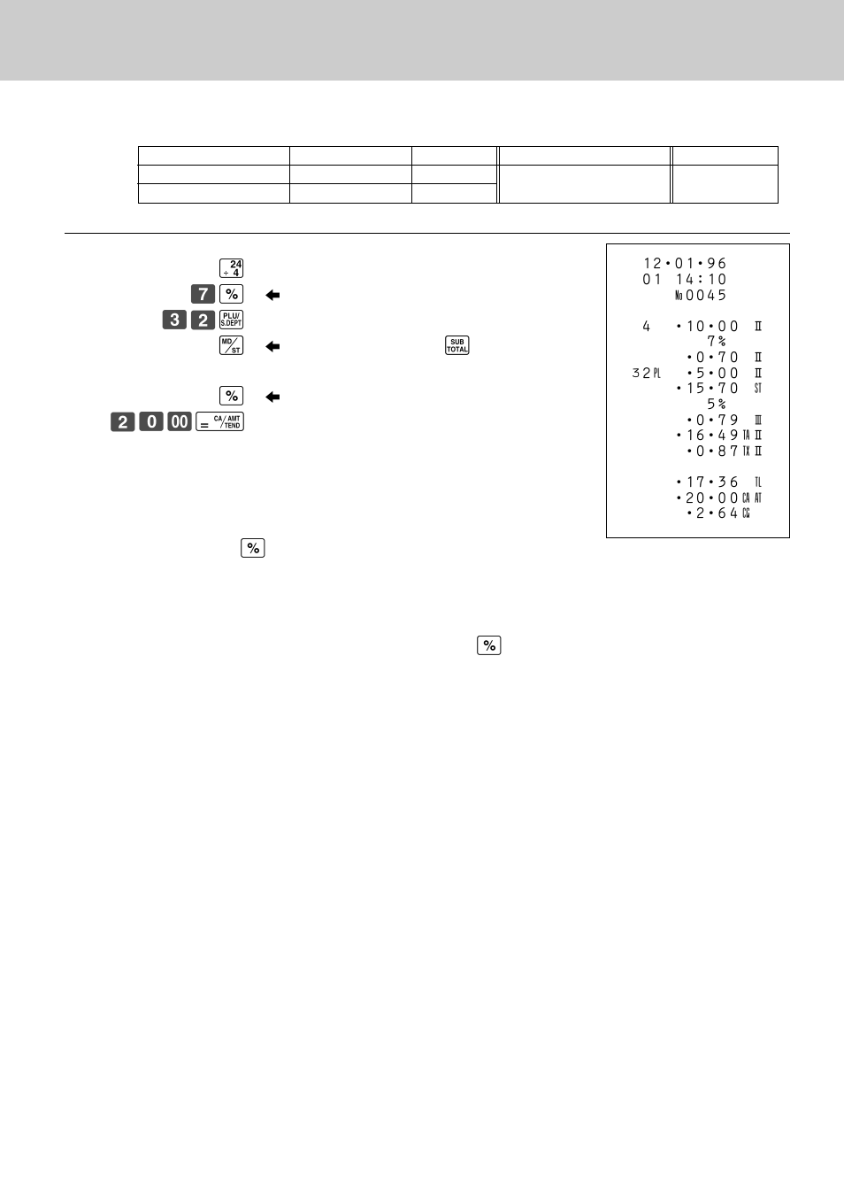 Operation receipt ¢ ‡ p, Taxable status of the p key | Casio CE-2400 User Manual | Page 41 / 88