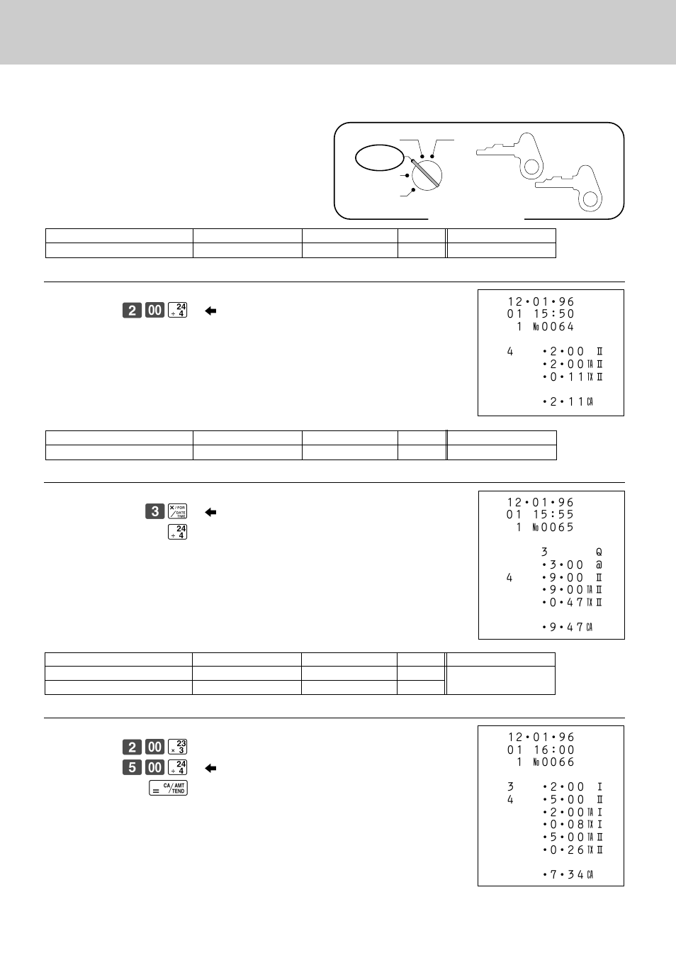 More setups and operations, Registering single-item-sale items, Mode switch | Operation receipt, Operation receipt ‹ x, Operation receipt ¤— £ fi | Casio CE-2400 User Manual | Page 60 / 88