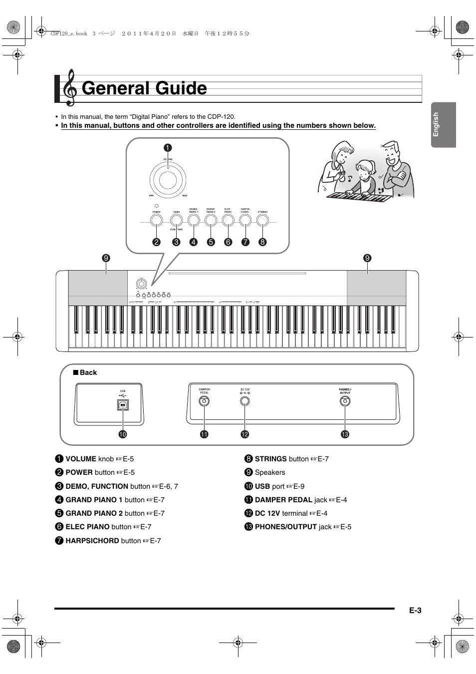 General guide | Casio CDP-120 User Manual | Page 5 / 18