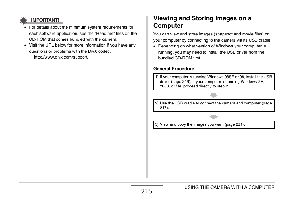 Viewing and storing images on a computer | Casio EX-S770D User Manual | Page 215 / 285