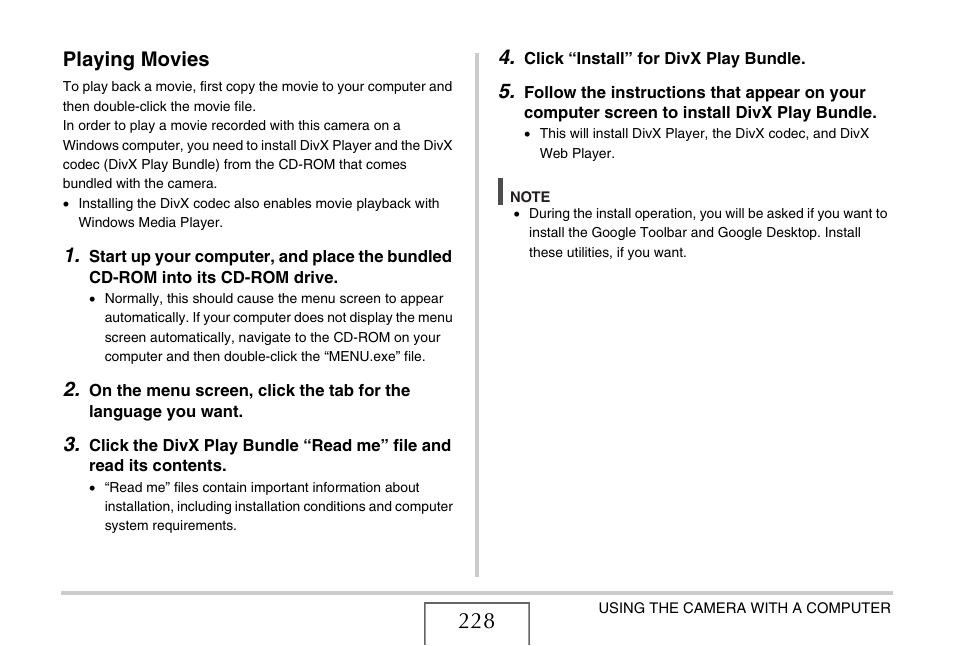 Playing movies | Casio EX-S770D User Manual | Page 228 / 285