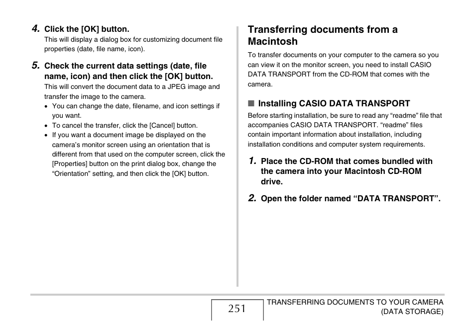 Transferring documents from a macintosh | Casio EX-S770D User Manual | Page 251 / 285