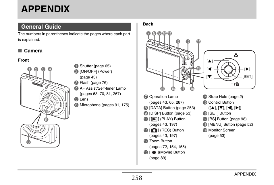 Appendix, General guide, General guide 1 | Bp 89 7 br bs bt bq bkbl bm bo bn | Casio EX-S770D User Manual | Page 258 / 285