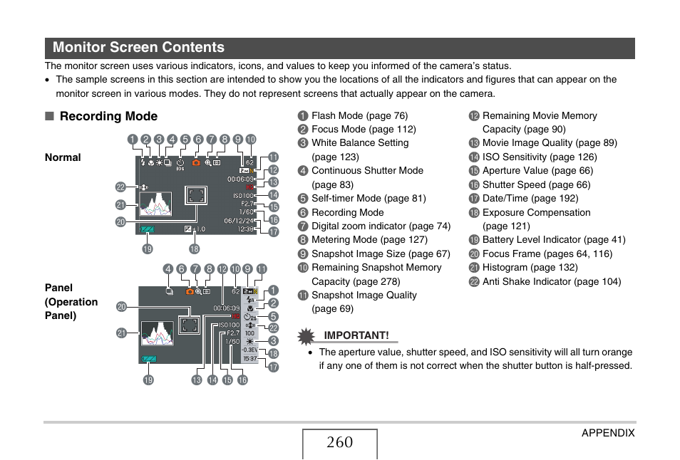 Monitor screen contents | Casio EX-S770D User Manual | Page 260 / 285
