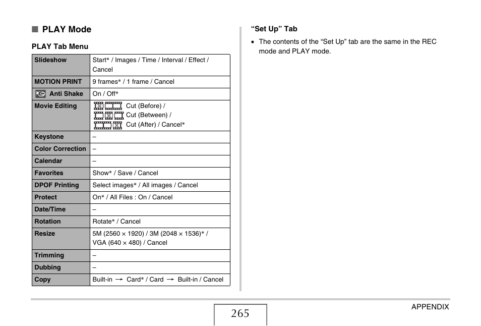 Play mode | Casio EX-S770D User Manual | Page 265 / 285