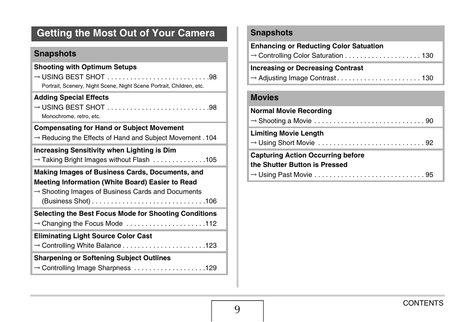 Getting the most out of your camera | Casio EX-S770D User Manual | Page 9 / 285
