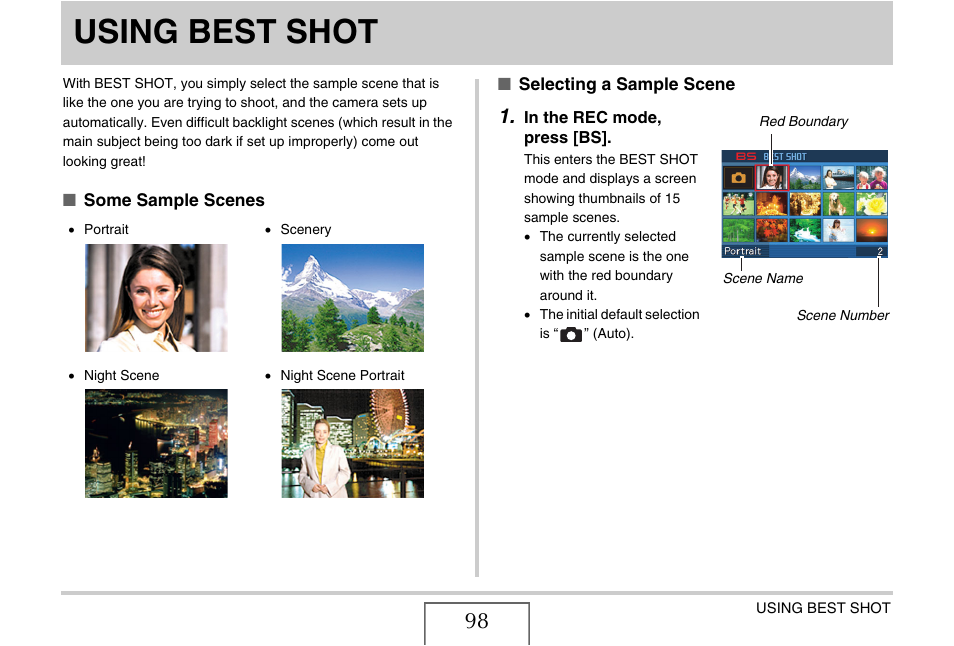 Using best shot | Casio EX-S770D User Manual | Page 98 / 285