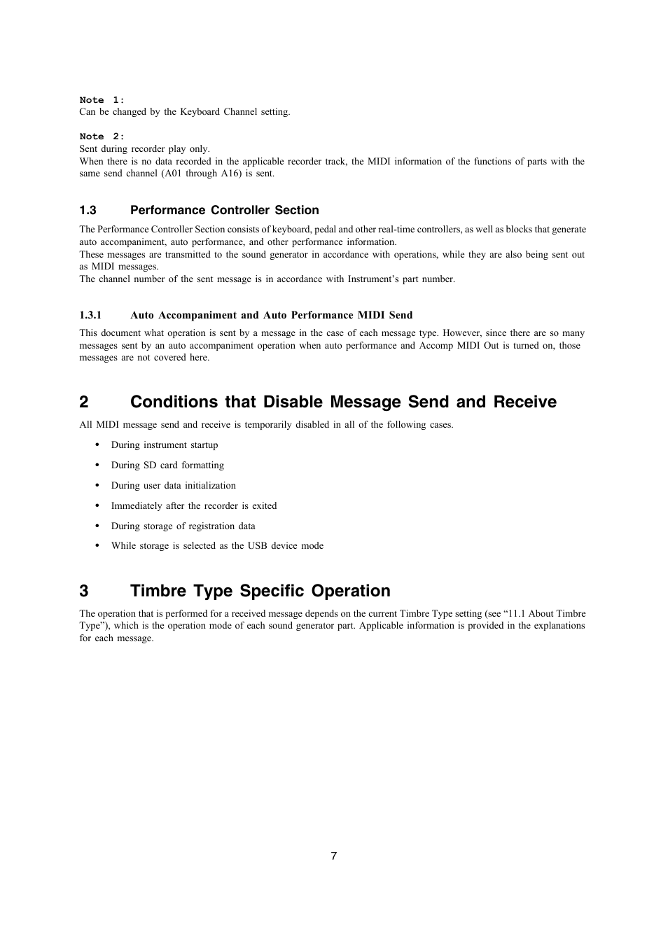 2conditions that disable message send and receive, 3timbre type specific operation | Casio PX-330 User Manual | Page 7 / 48