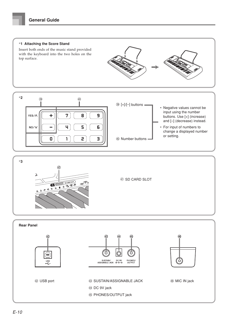 E-10 general guide | Casio LK-215 User Manual | Page 12 / 59