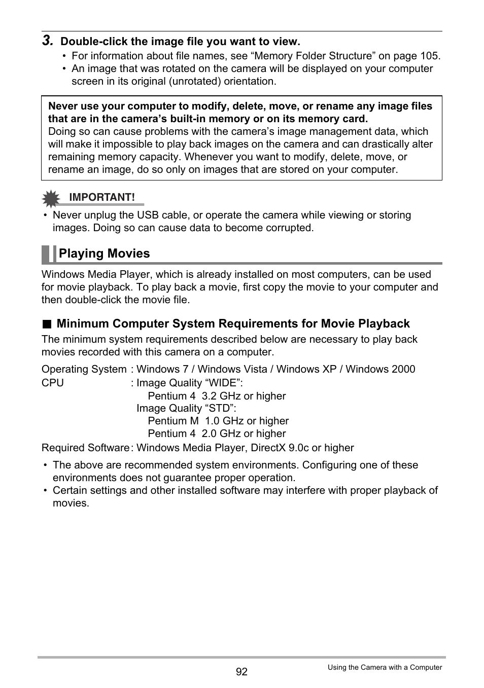 Playing movies | Casio EXILIM EX-Z37 User Manual | Page 92 / 145