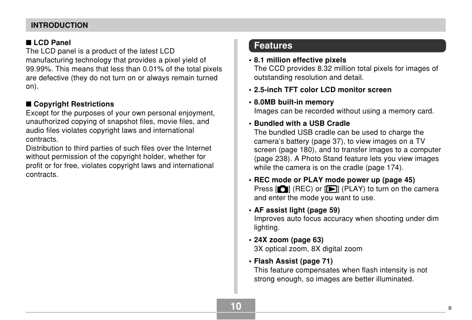 Features | Casio EX-Z850 User Manual | Page 10 / 279