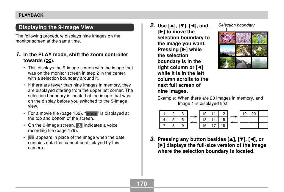 Displaying the 9-image view | Casio EX-Z850 User Manual | Page 170 / 279