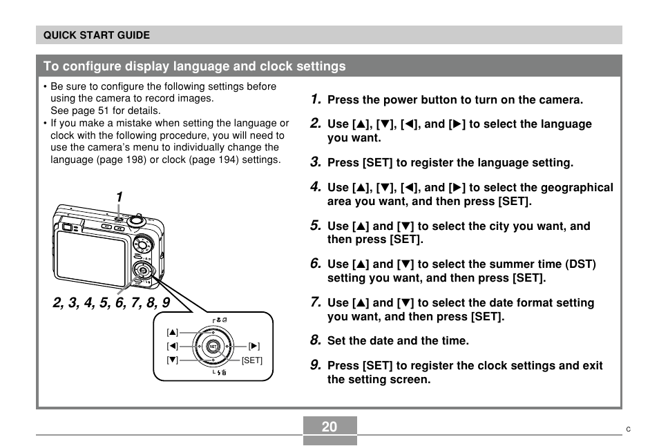 To configure display language and clock settings | Casio EX-Z850 User Manual | Page 20 / 279