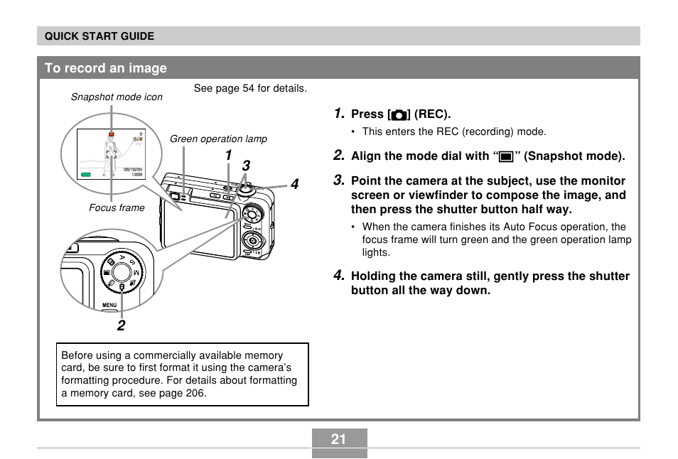 To record an image | Casio EX-Z850 User Manual | Page 21 / 279