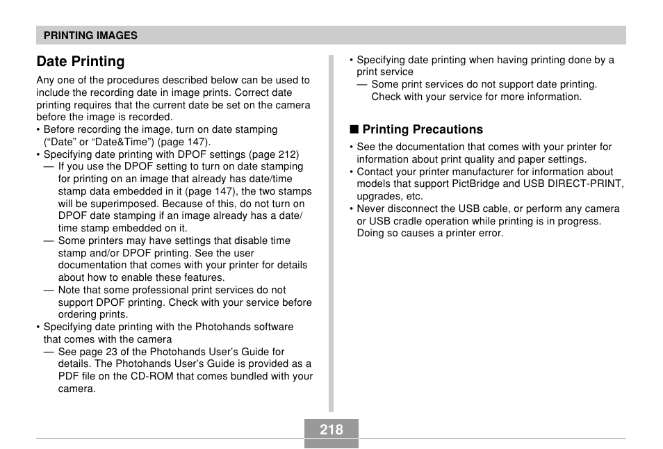 Date printing | Casio EX-Z850 User Manual | Page 218 / 279