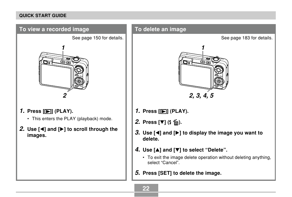 To view a recorded image, To delete an image | Casio EX-Z850 User Manual | Page 22 / 279