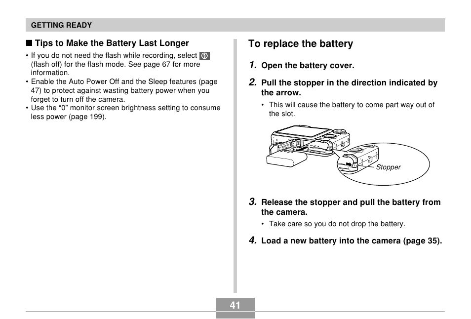 To replace the battery | Casio EX-Z850 User Manual | Page 41 / 279