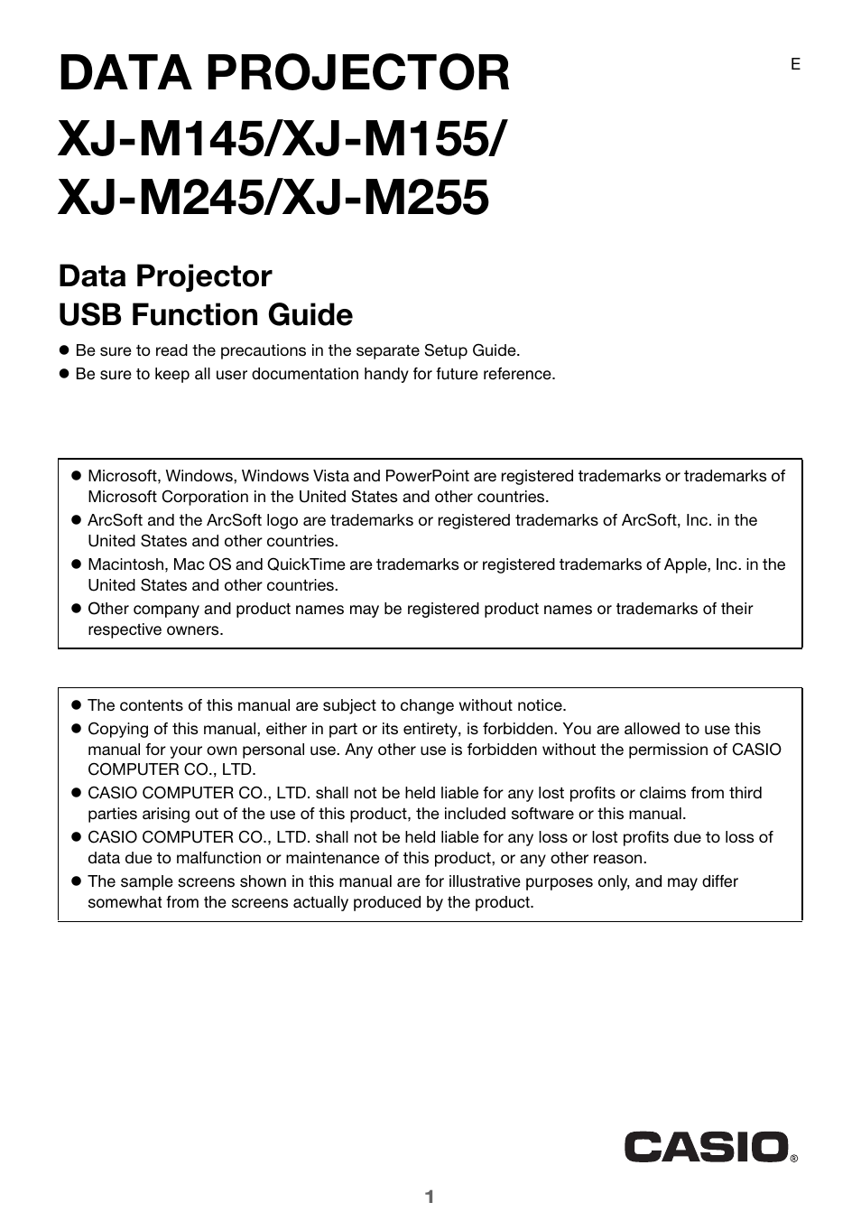 Casio XJ-M245 User Manual | 67 pages