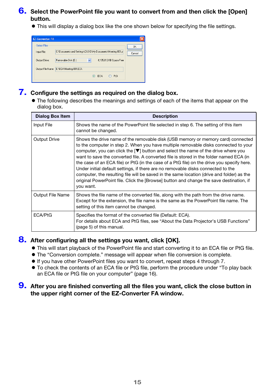 Casio XJ-M245 User Manual | Page 15 / 67