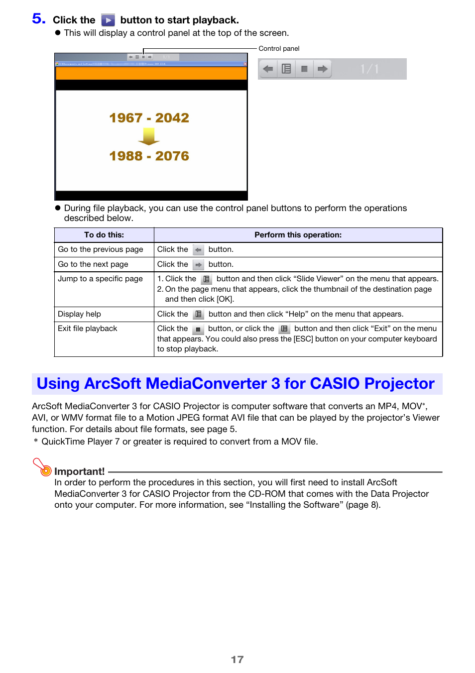 Using arcsoft mediaconverter 3 for casio projector | Casio XJ-M245 User Manual | Page 17 / 67
