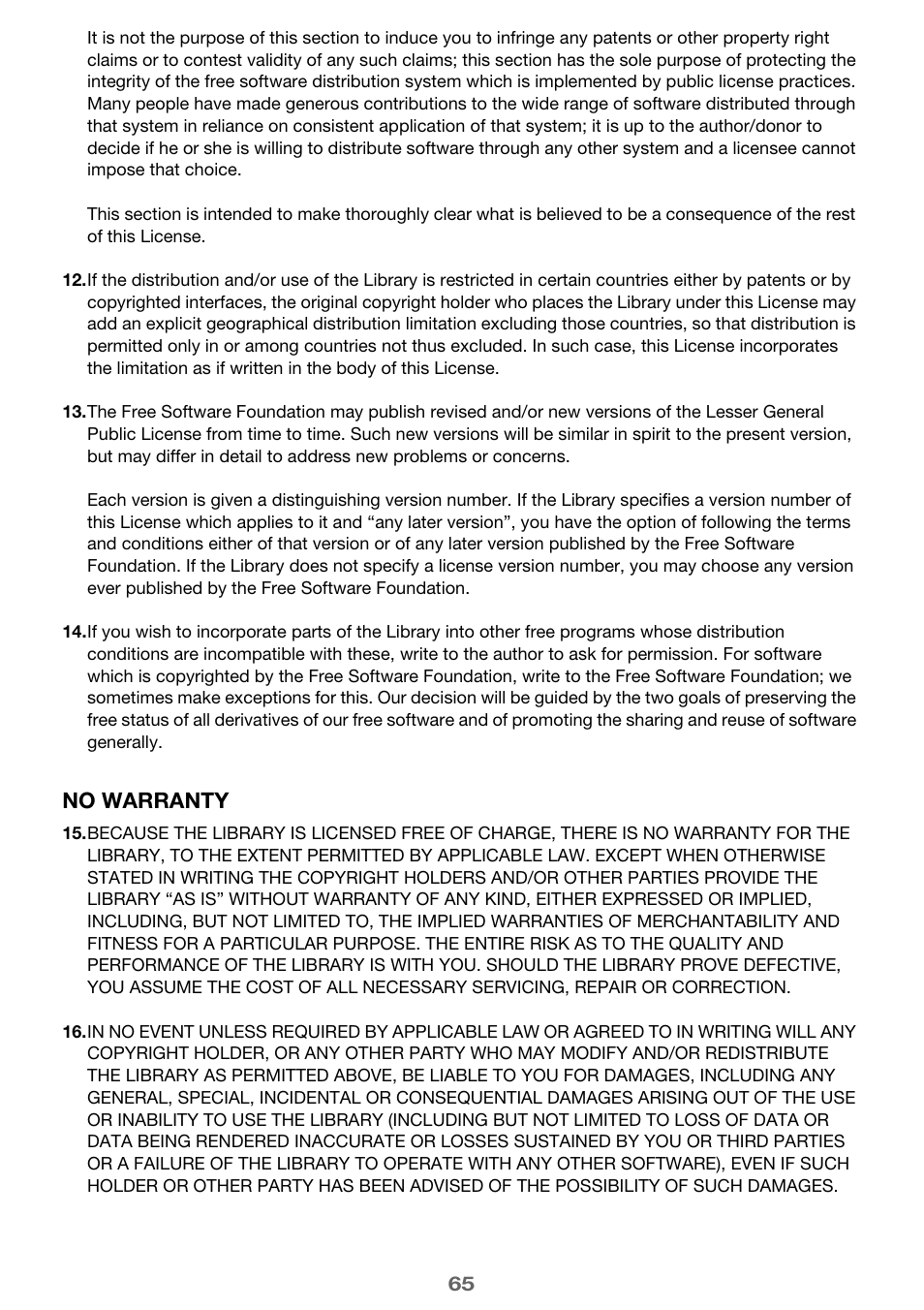 No warranty | Casio XJ-M245 User Manual | Page 65 / 67