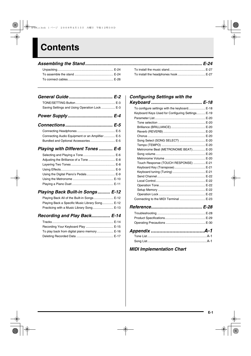 Casio Celviano AP-400 User Manual | Page 5 / 37