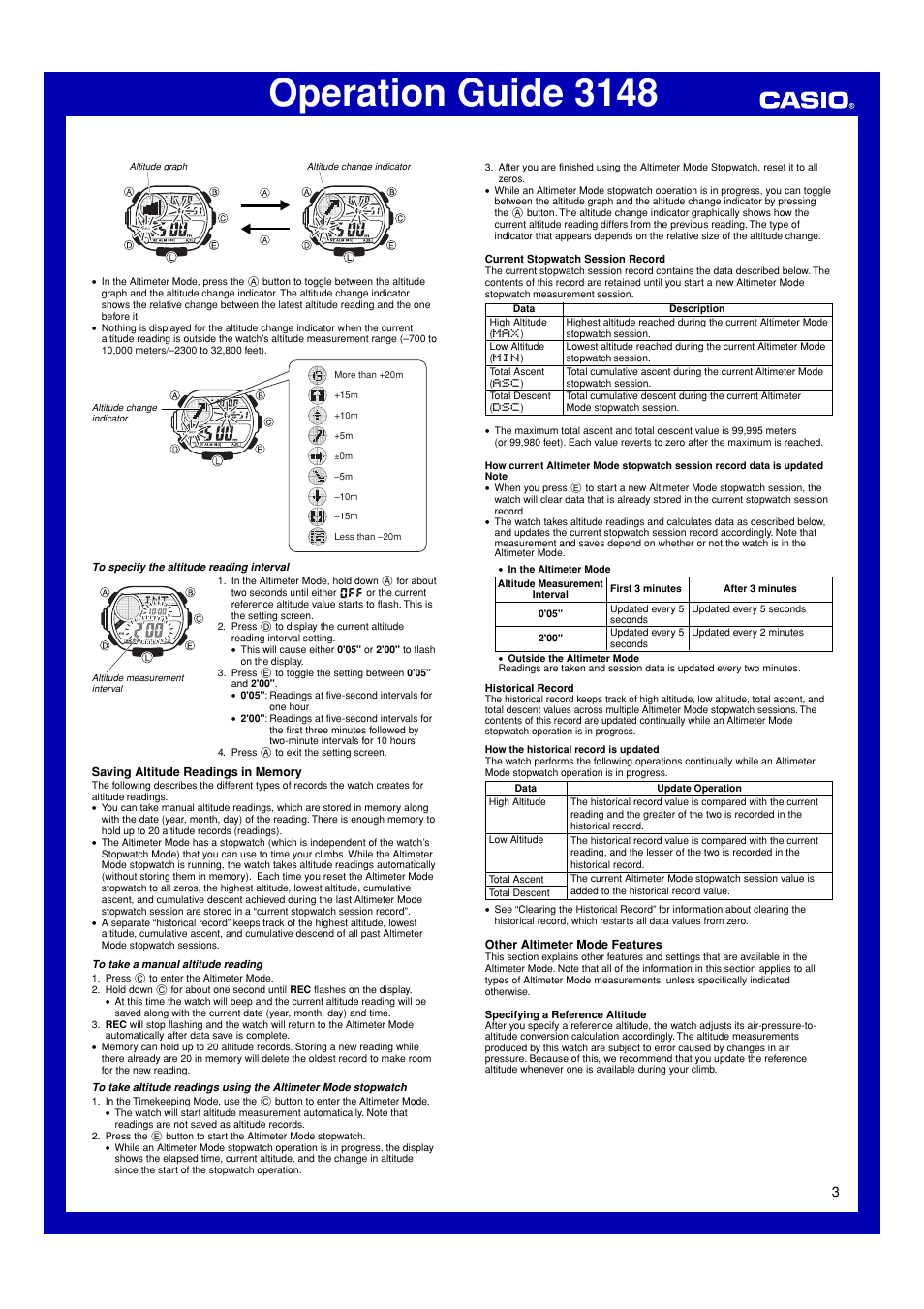 Operation guide 3148 | Casio 3148 User Manual | Page 3 / 10