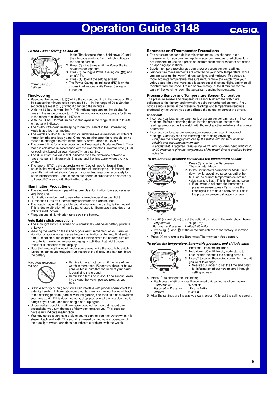 Operation guide 3148 | Casio 3148 User Manual | Page 9 / 10