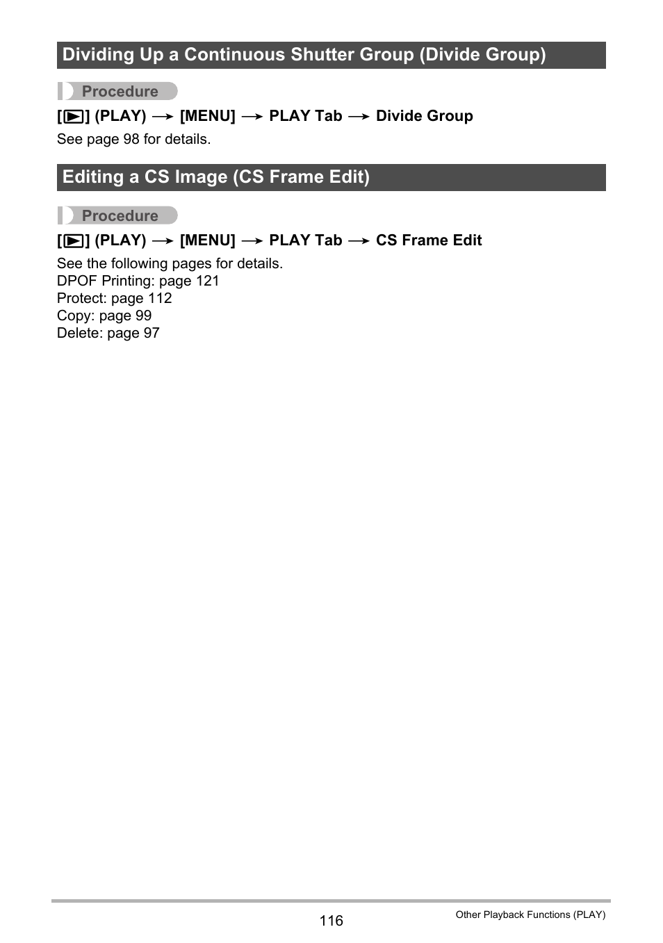 Editing a cs image (cs frame edit) | Casio EX-FS10 User Manual | Page 116 / 184