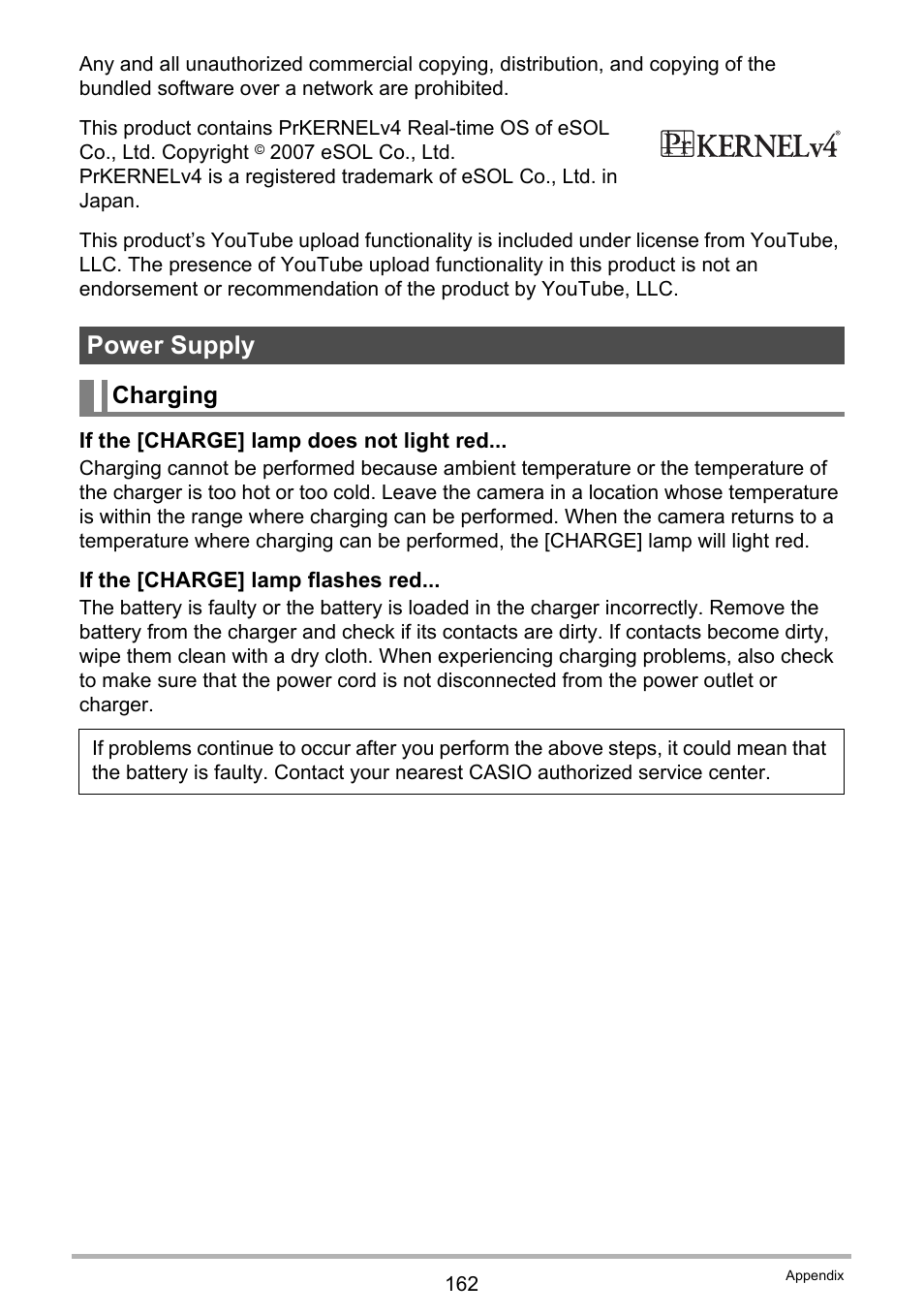 Power supply, Charging | Casio EX-FS10 User Manual | Page 162 / 184