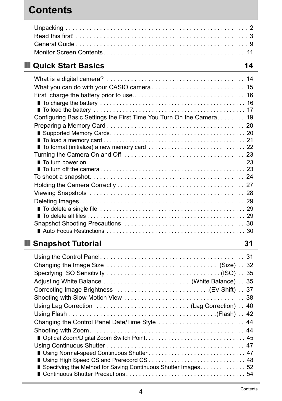 Casio EX-FS10 User Manual | Page 4 / 184