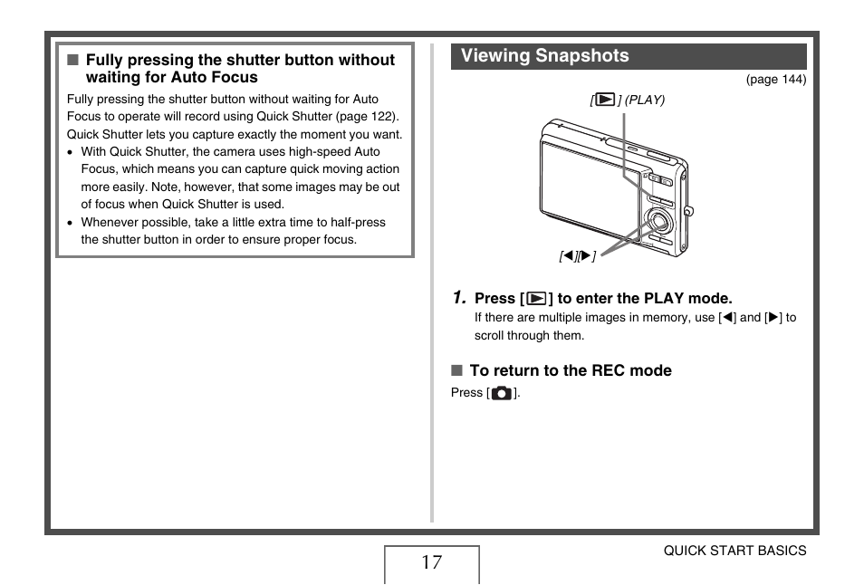 Viewing snapshots | Casio EX-Z18 User Manual | Page 17 / 265