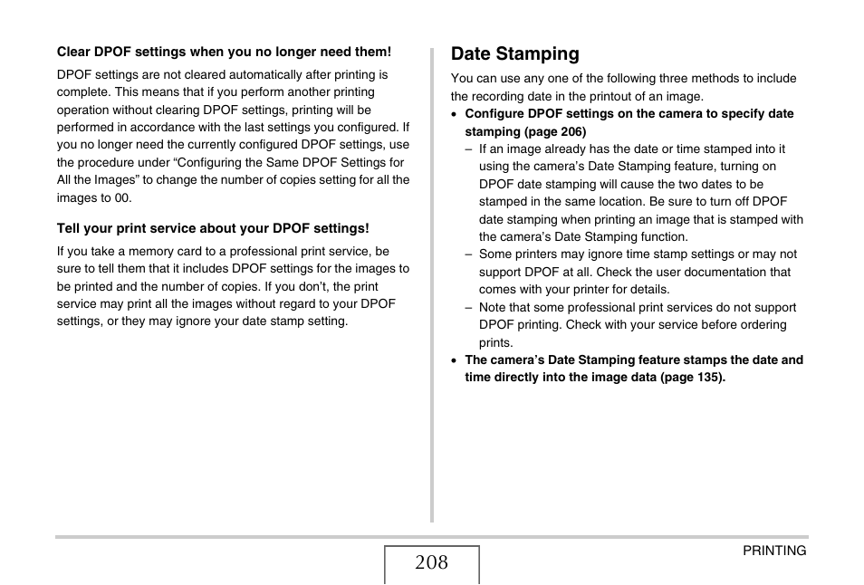 Date stamping, E 208) | Casio EX-Z18 User Manual | Page 208 / 265