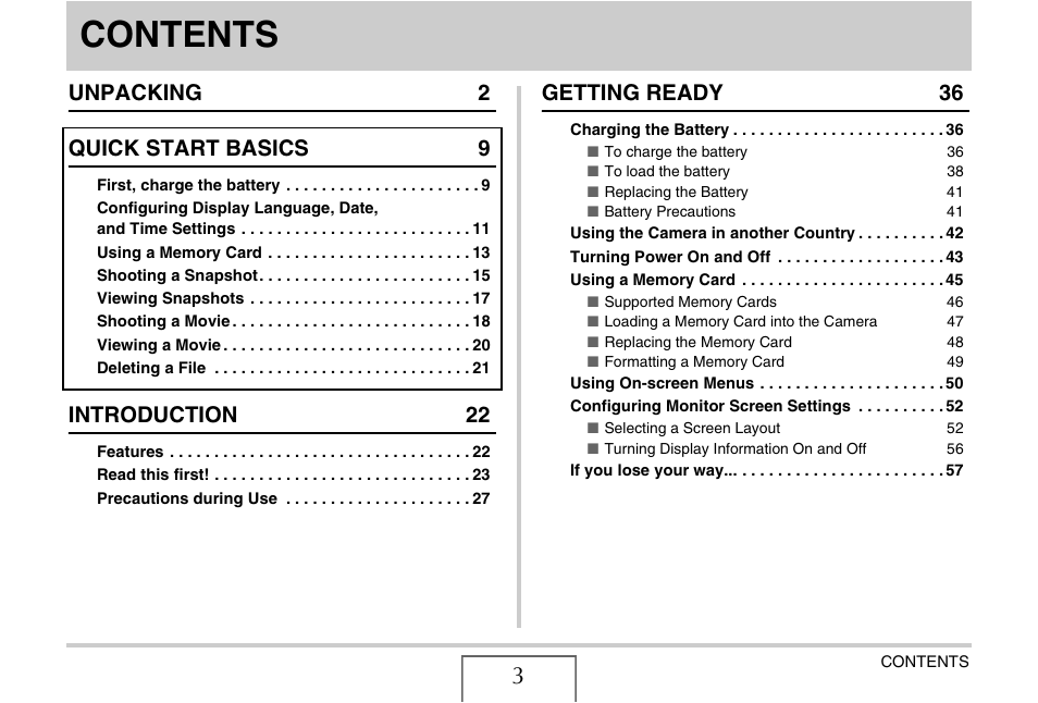 Casio EX-Z18 User Manual | Page 3 / 265