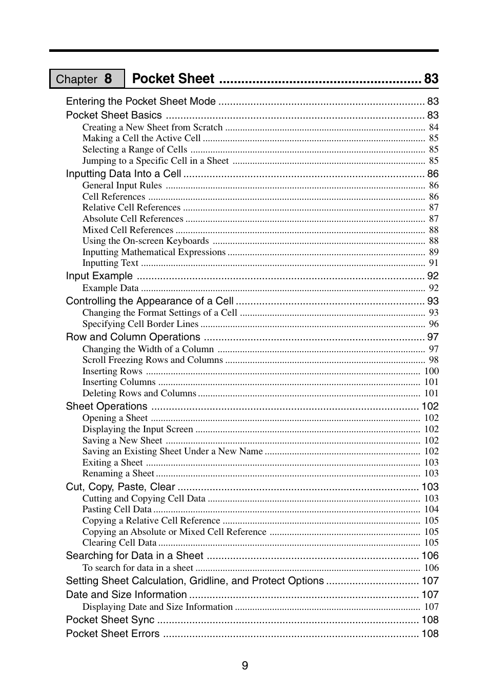 Pocket sheet | Casio PV-S6100 User Manual | Page 11 / 189